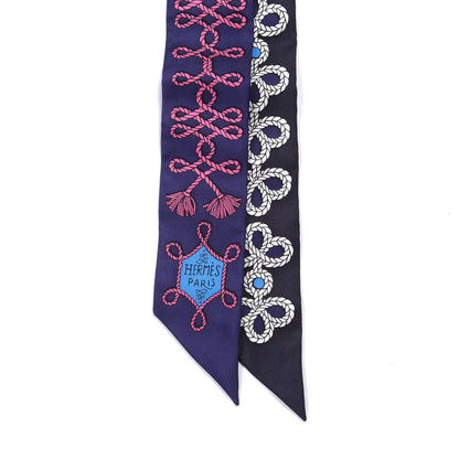 Hermes Silk Galons Et Brandebourg Twilly Indigo Rouge Vif Marine 2 of 4