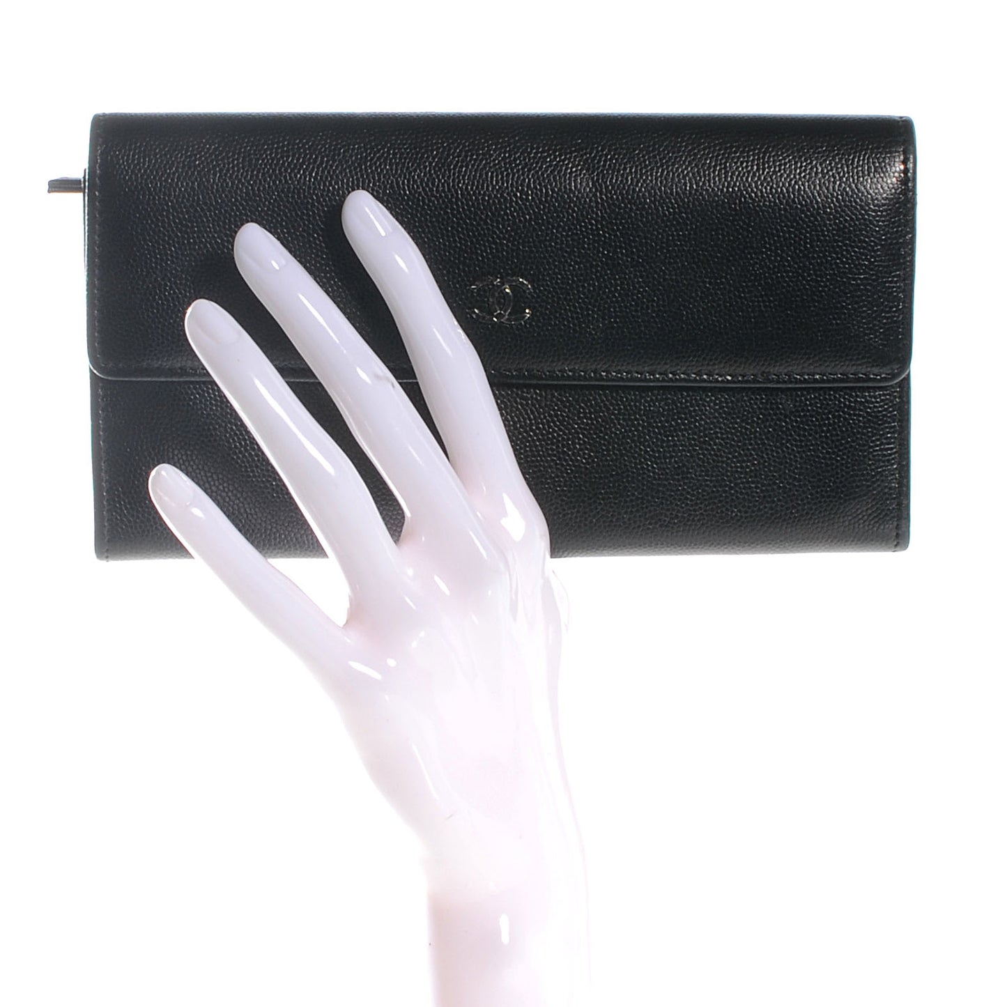 Caviar Sevruga Large Gusset Flap Wallet Black