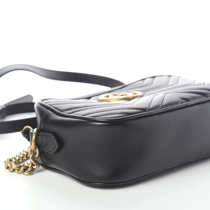 Gucci Calfskin Matelasse Small GG Marmont Chain Shoulder Bag Black 8 of 9