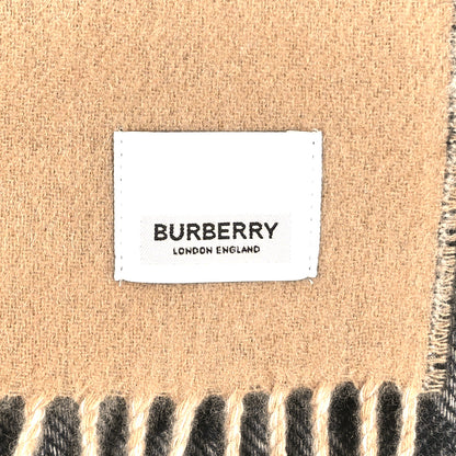 Burberry Cashmere Half Mega Check Monogram TB Reversible Fringe Scarf Black White 6 of 6