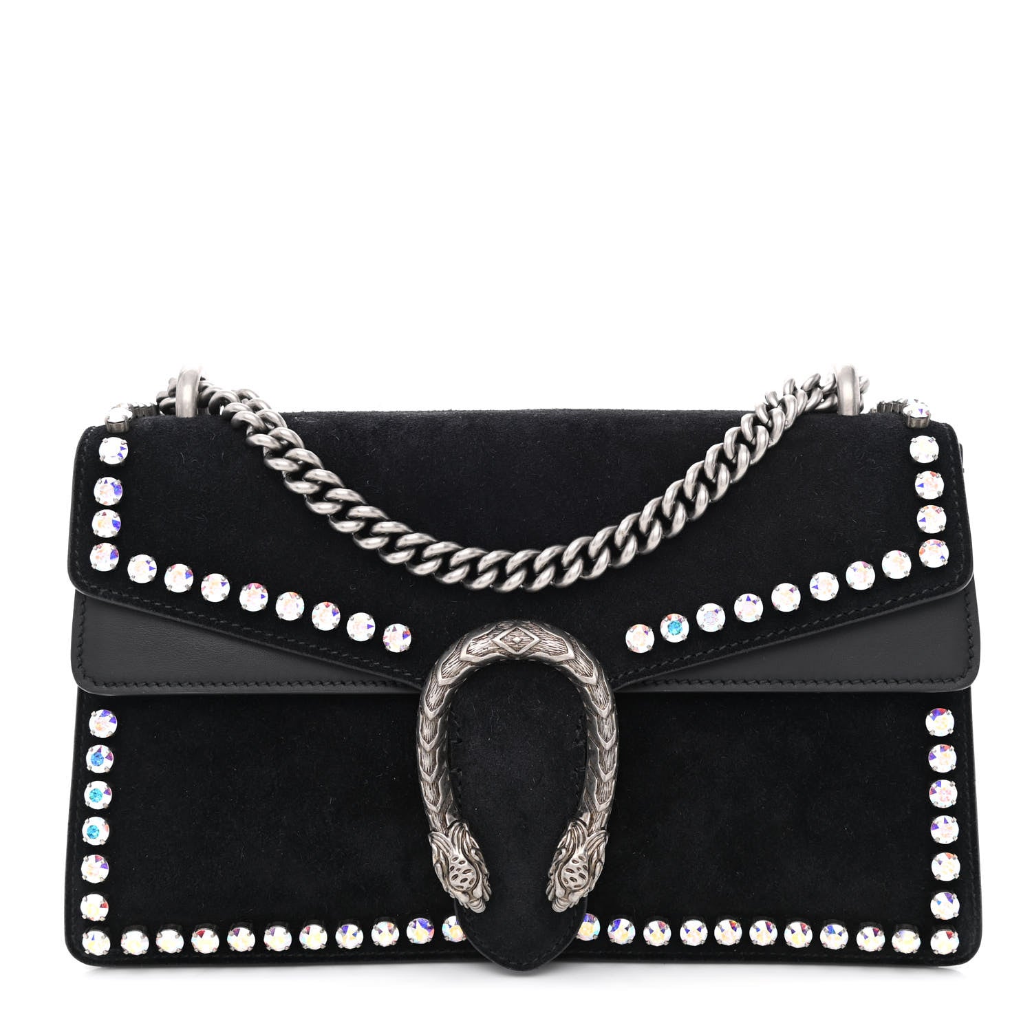Gucci Suede Crystal Small Dionysus Shoulder Bag Black 1 of 10
