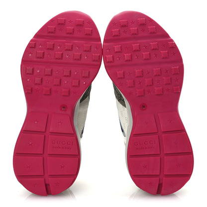 Gucci GG Supreme Monogram Mix Monogram Womens Rhyton Sneakers 39 London Blue Beige Pale Pink 7 of 10