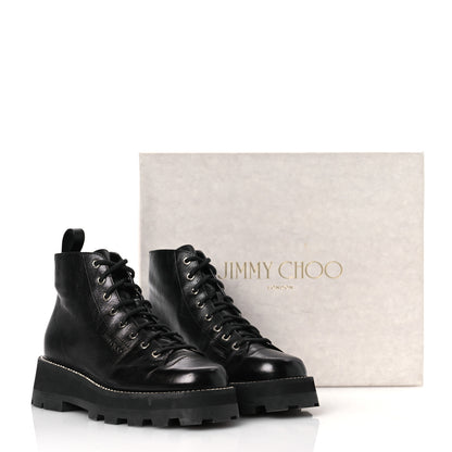 Jimmy Choo Calfskin Crystal Embellished Colby Combat Boots 39.5 Black 13 of 13