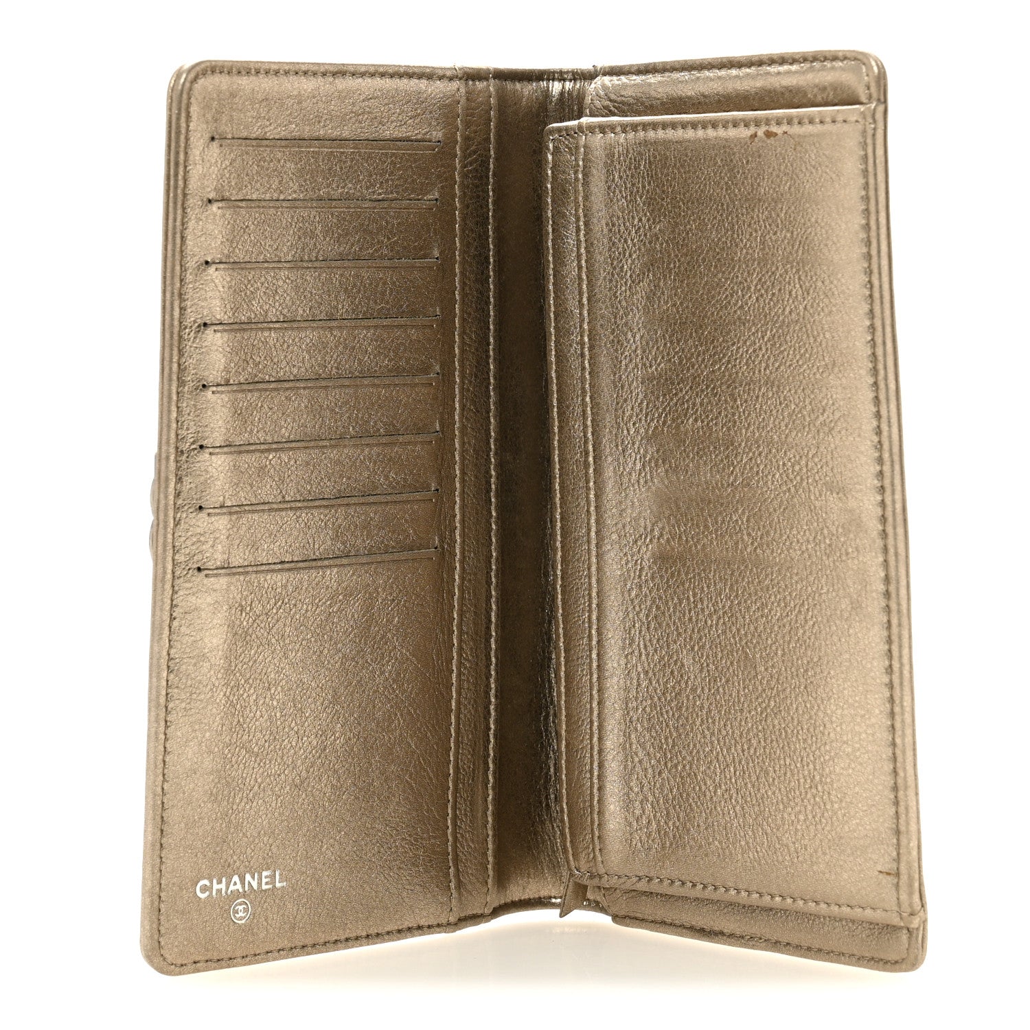 Chanel Metallic Lambskin Quilted Boy Yen Wallet Gold 5 of 10