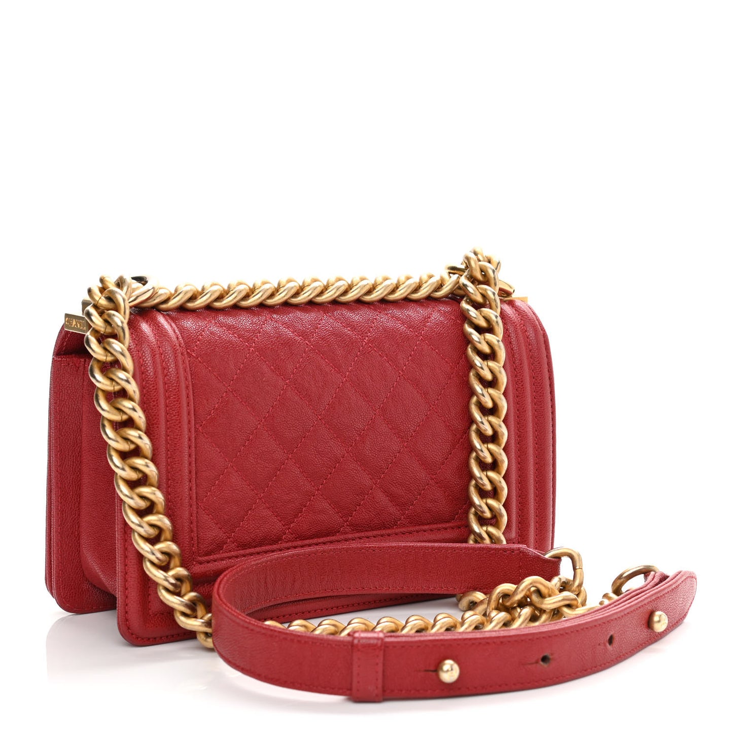 Caviar Quilted Small Boy Flap Red