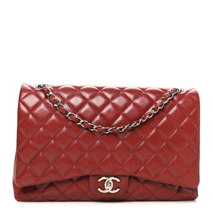 Chanel Caviar Quilted Maxi Double Flap Dark Red 1 of 10