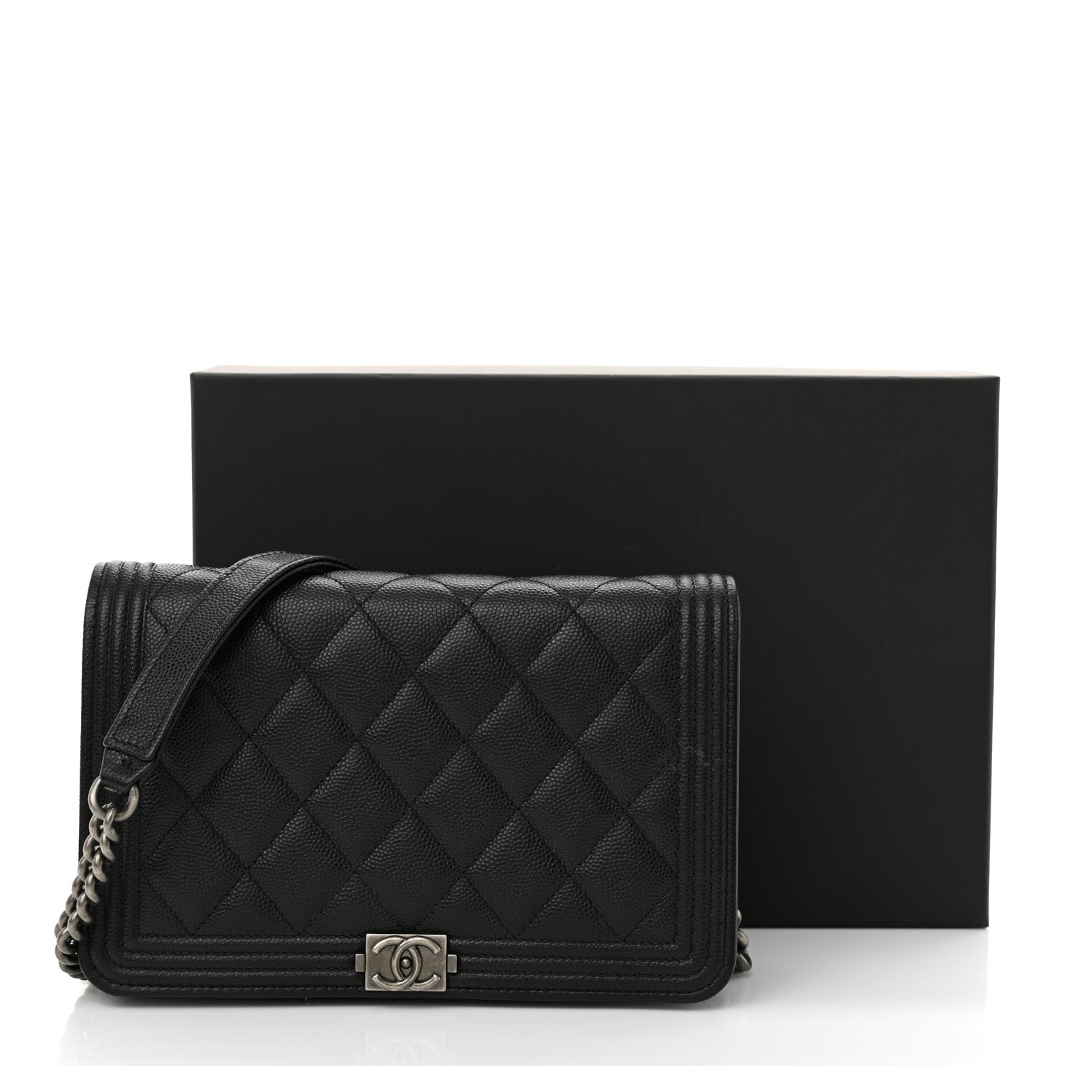 Chanel Caviar Quilted Boy Wallet On Chain WOC Black 14 of 14