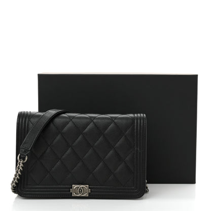 Chanel Caviar Quilted Boy Wallet On Chain WOC Black 14 of 14