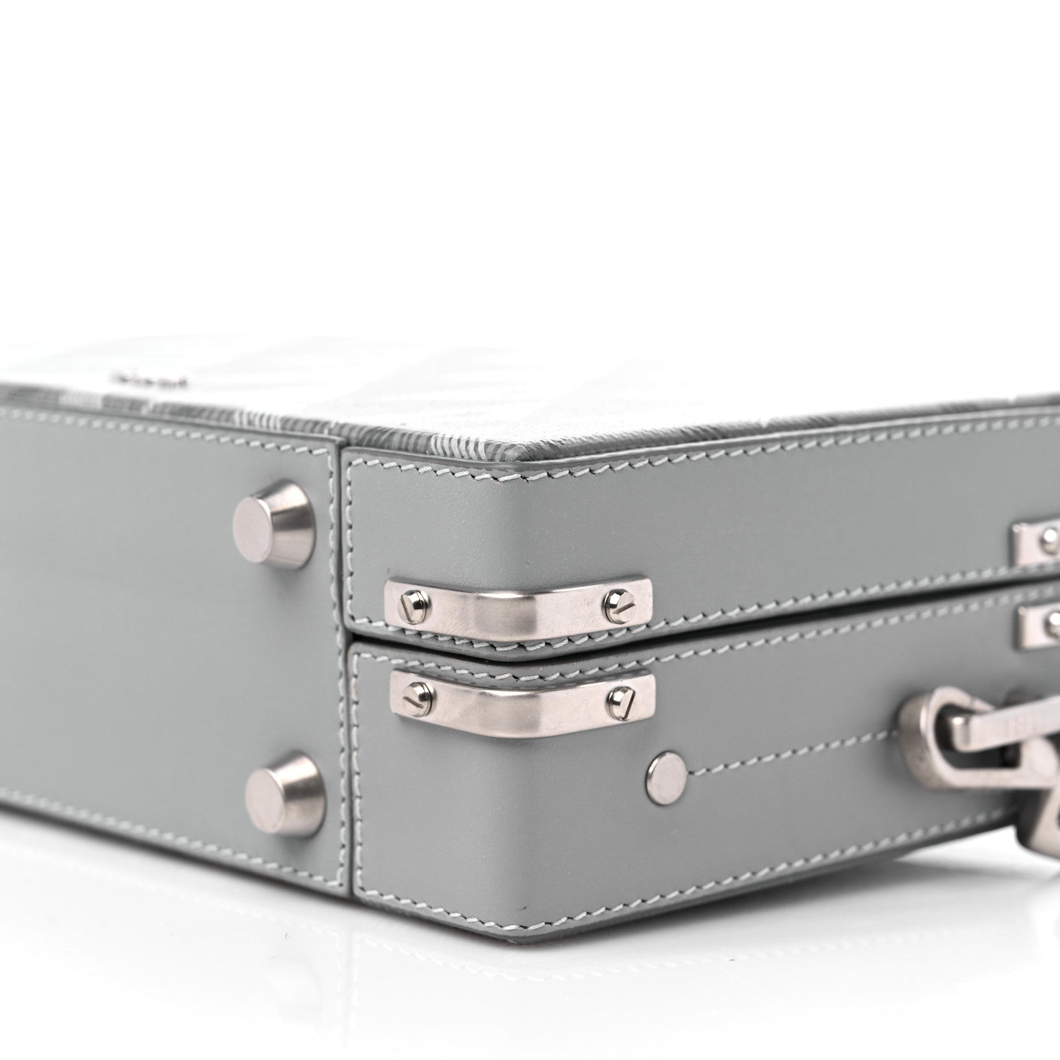 Christian Dior Coated Canvas CD Diamond Lock Mini Case Gray