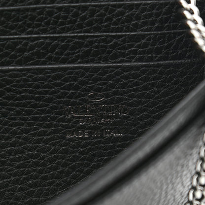 Valentino Garavani Grained Calfskin Rockstud Flap Wallet On Chain Black 5 of 8