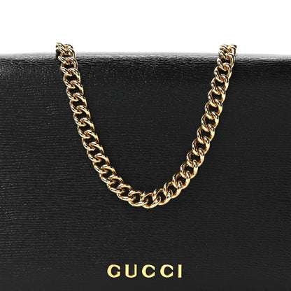 Gucci Textured Calfskin Script Logo Wallet On Chain Black 6 of 9