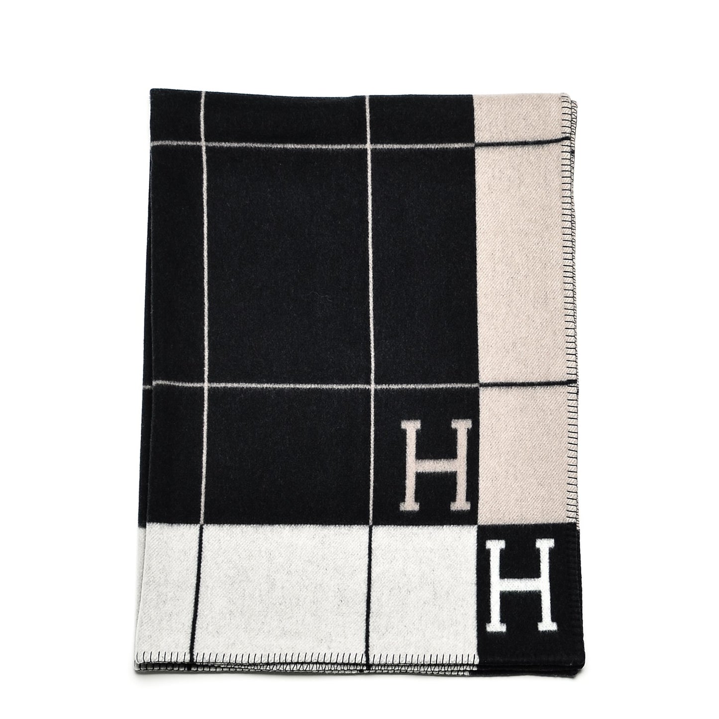 Wool Cashmere Avalon III Blanket Ecru Gris Fonce