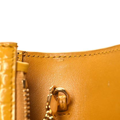 Saint Laurent Calfskin Crocodile Embossed Medium Classic Monogram Kate Tassel Satchel Saffron 12 of 12