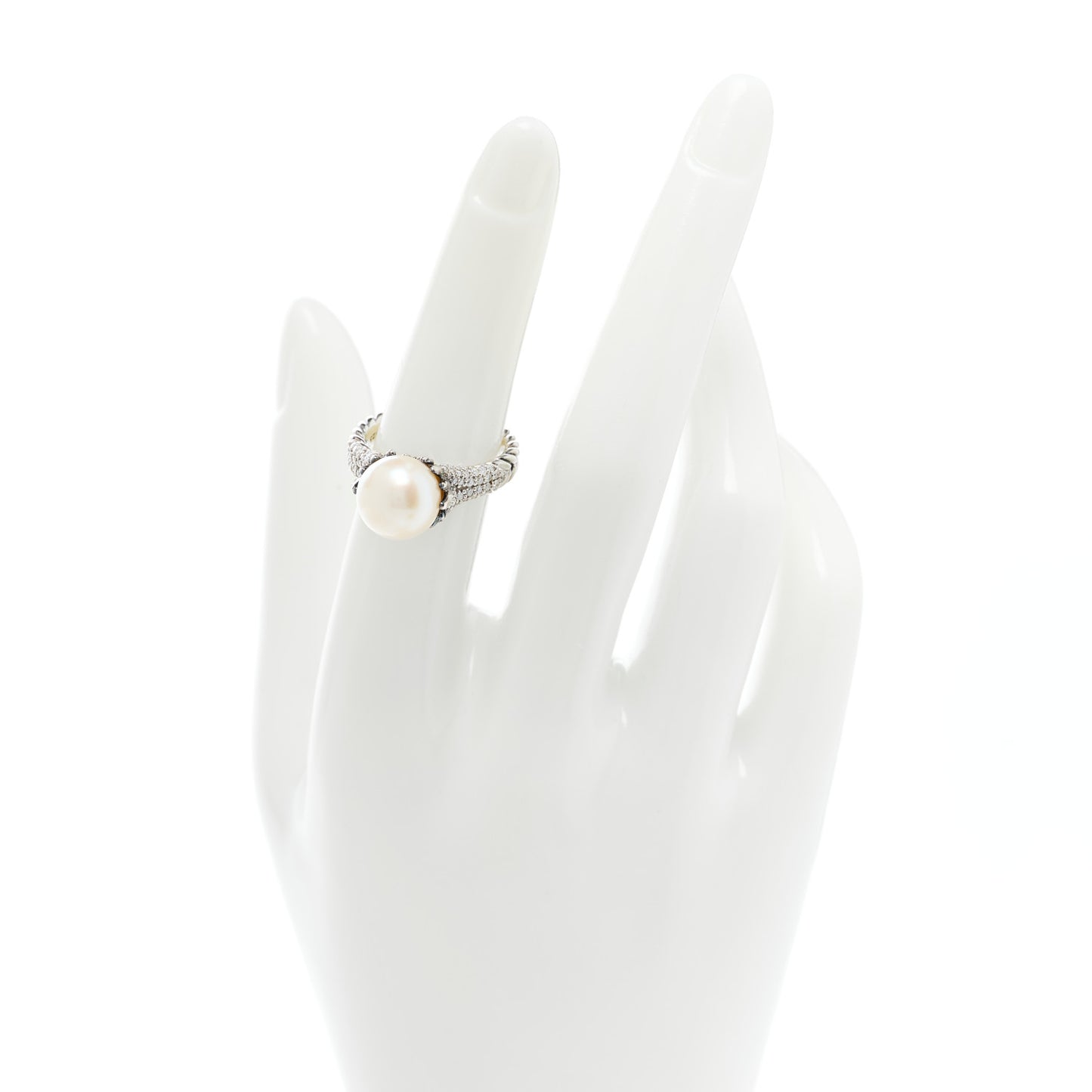Sterling Silver Diamond Pearl Starburst Ring 52 6