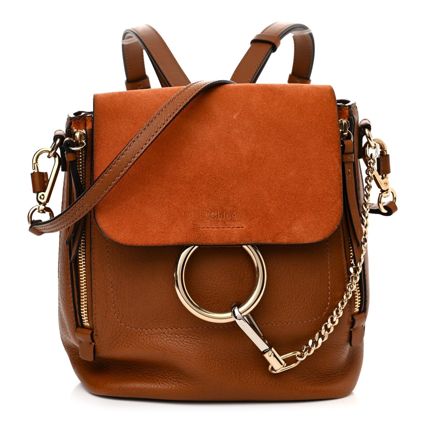 Suede Calfskin Medium Faye Backpack Tan