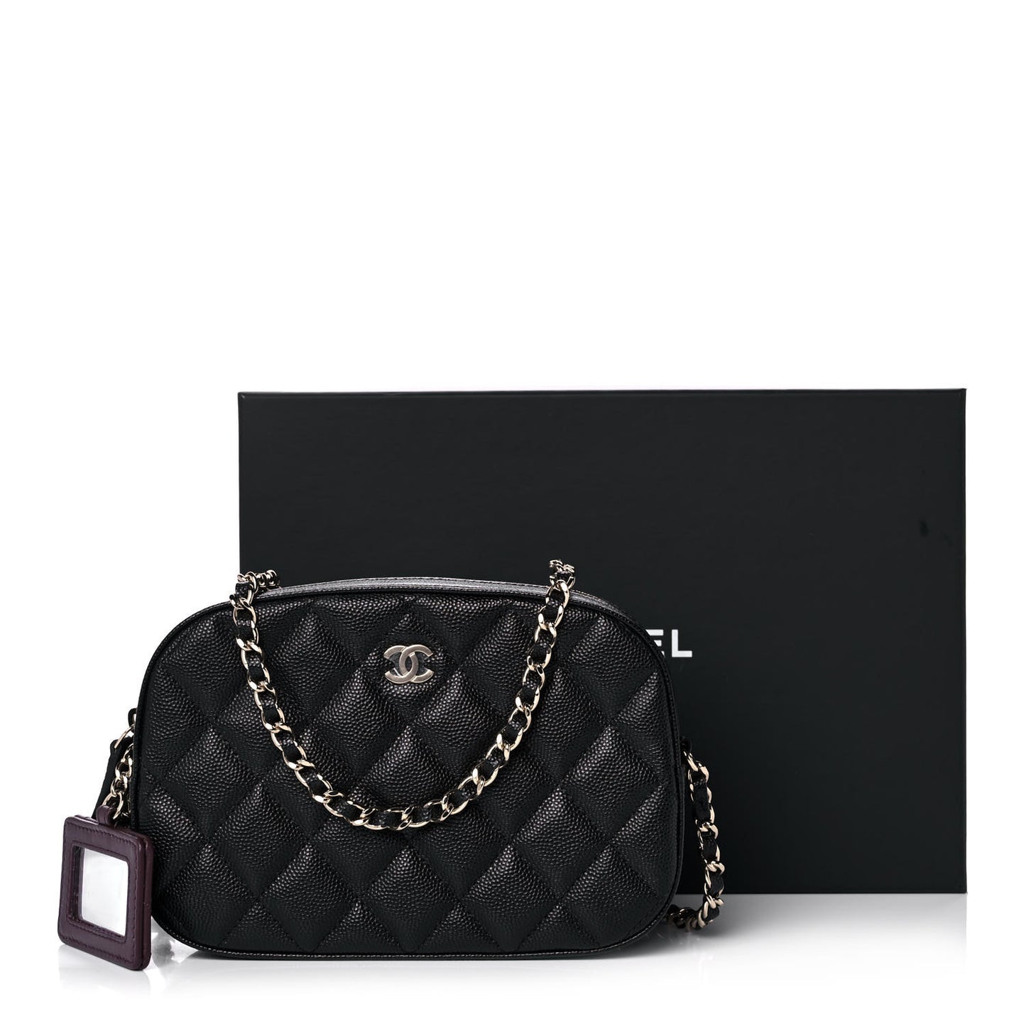 Caviar Quilted Vanity With Chain Black