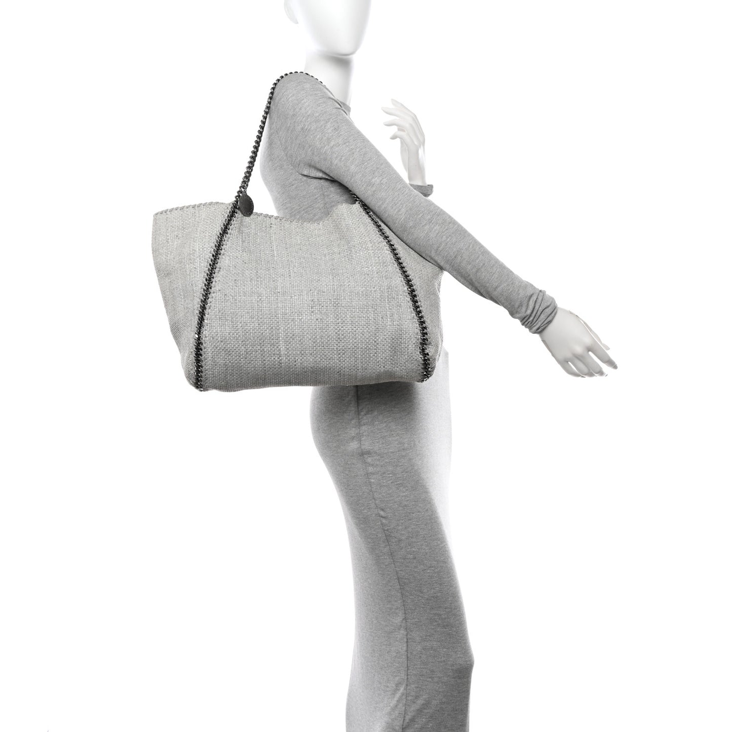 Woven Raffia Falabella Tote Bag Black