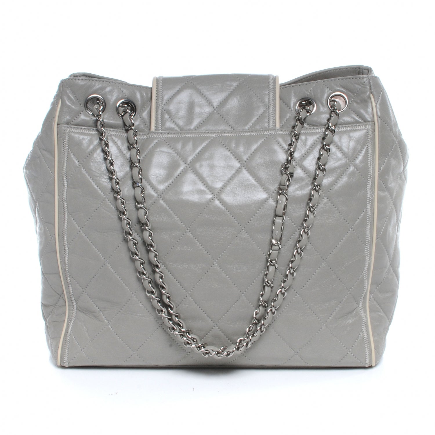 Chanel Lambskin Quilted East West Large Tote Grey 3 of 7