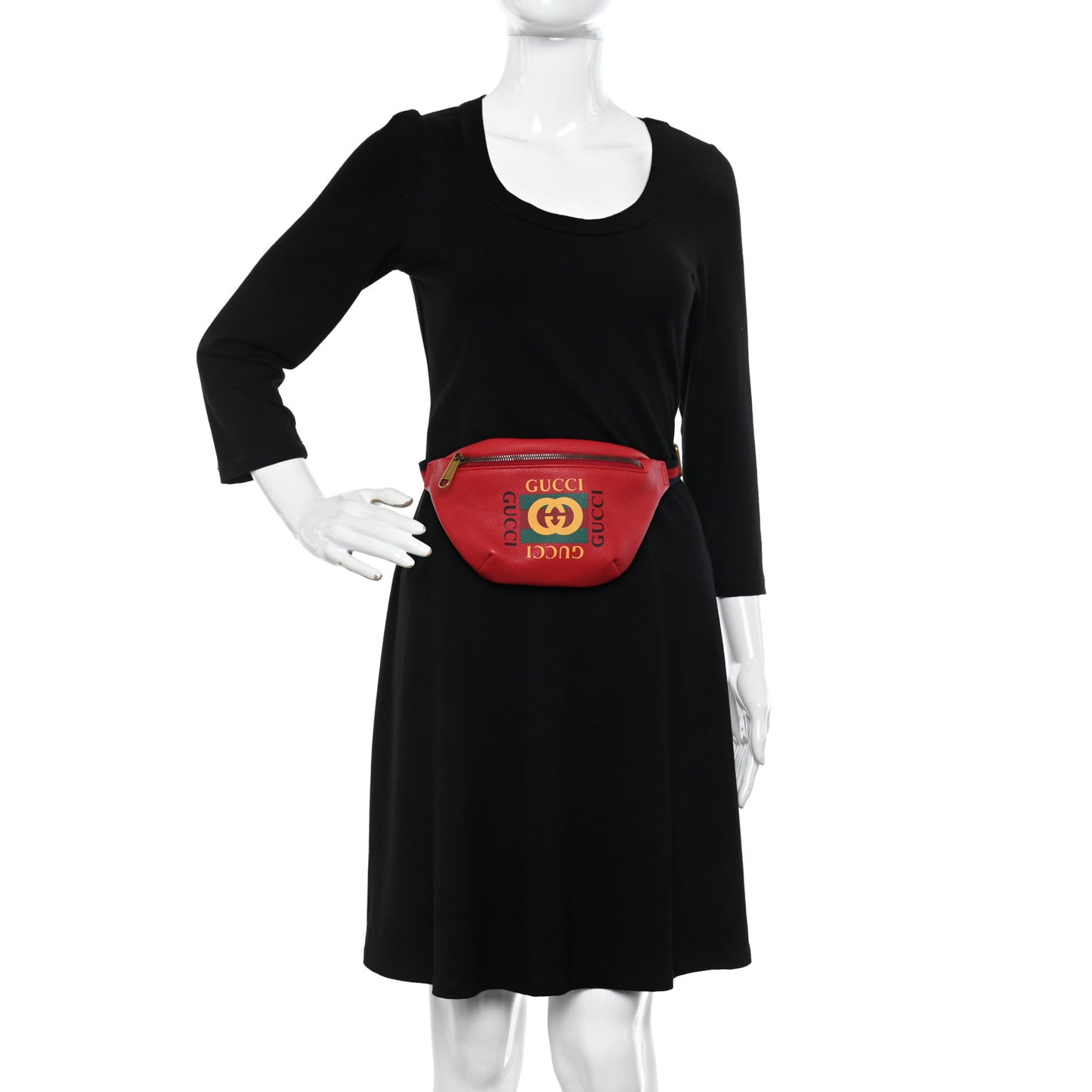 Grained Calfskin Small Logo Belt Bag Hibiscus Red