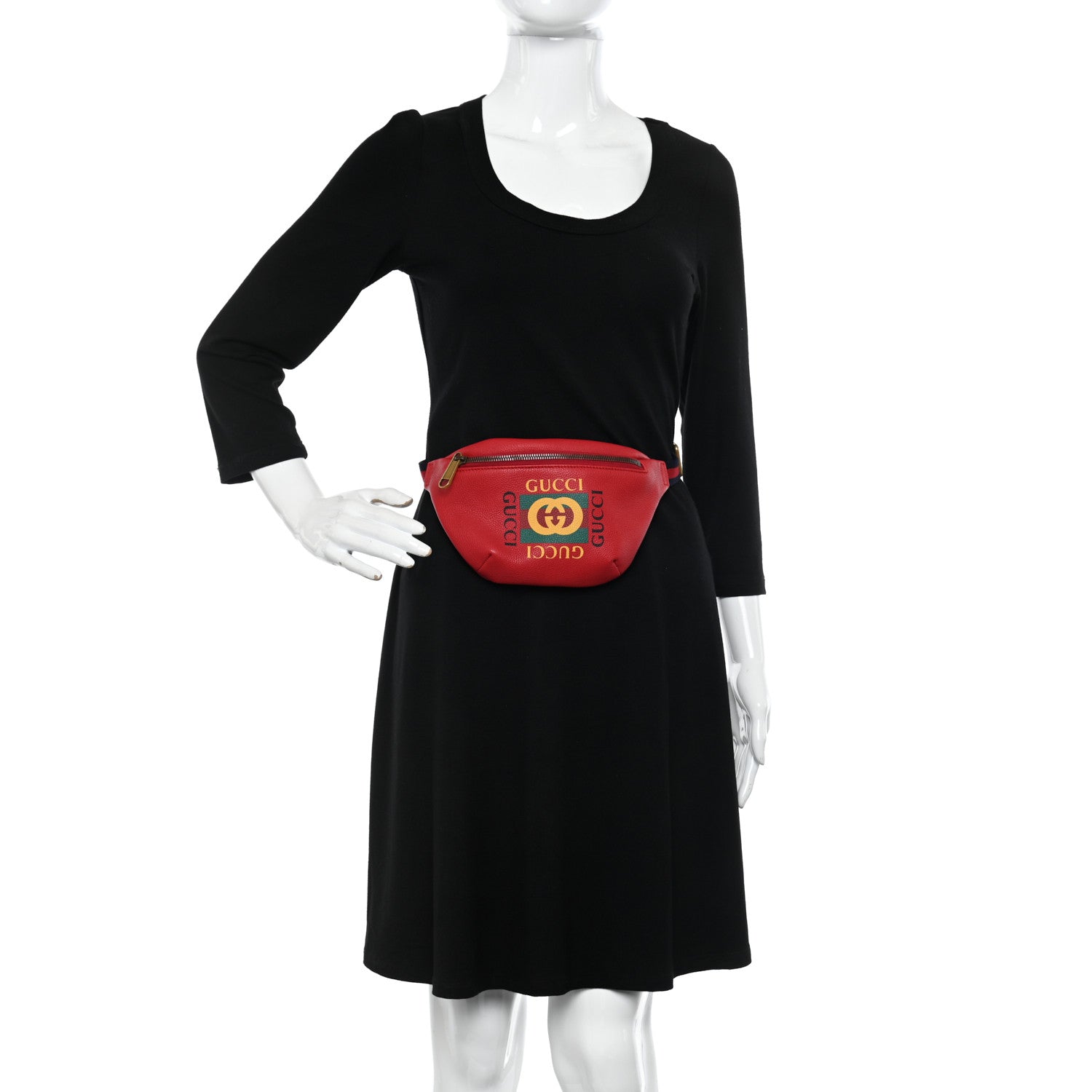 Gucci Grained Calfskin Small Logo Belt Bag Hibiscus Red 2 of 10
