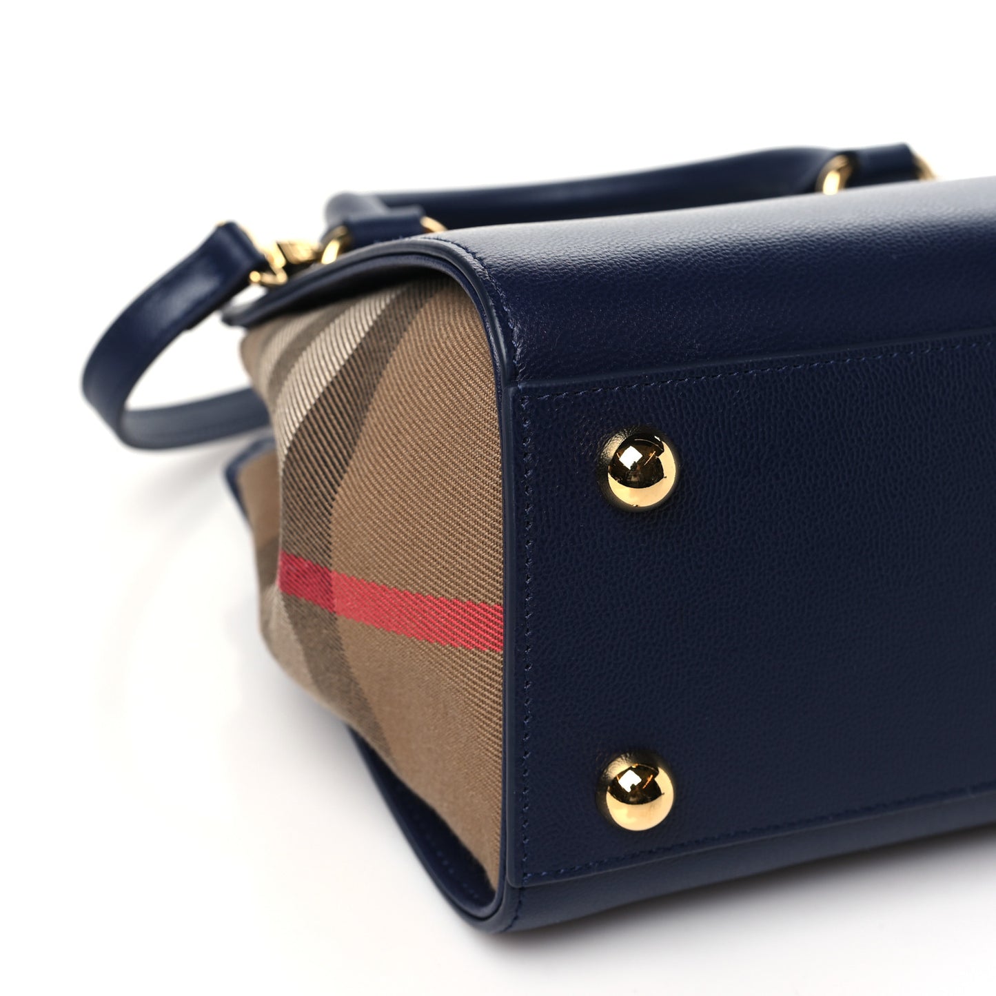 Calfskin Mega Check Mini Banwell Tote Dark Canvas Blue