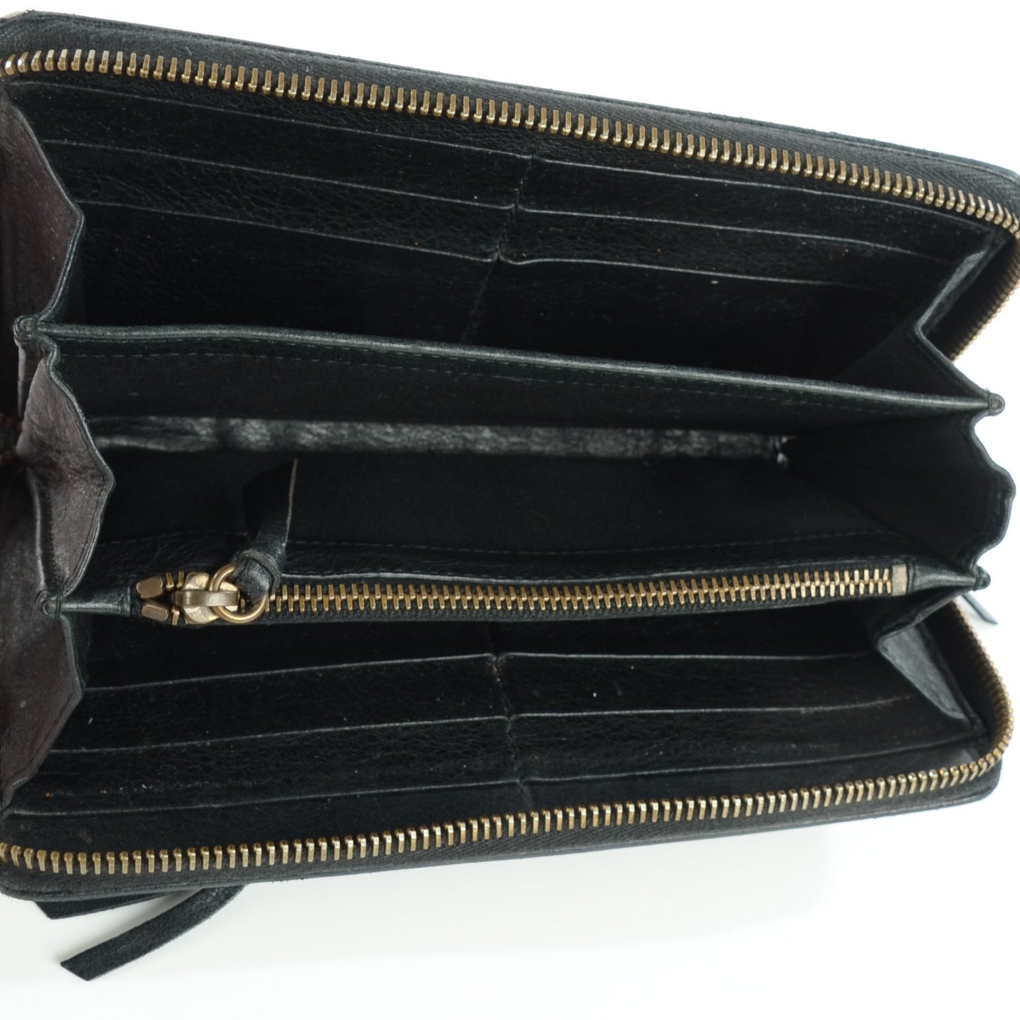 Chevre Classic Hardware Continental Zip Around Wallet Black