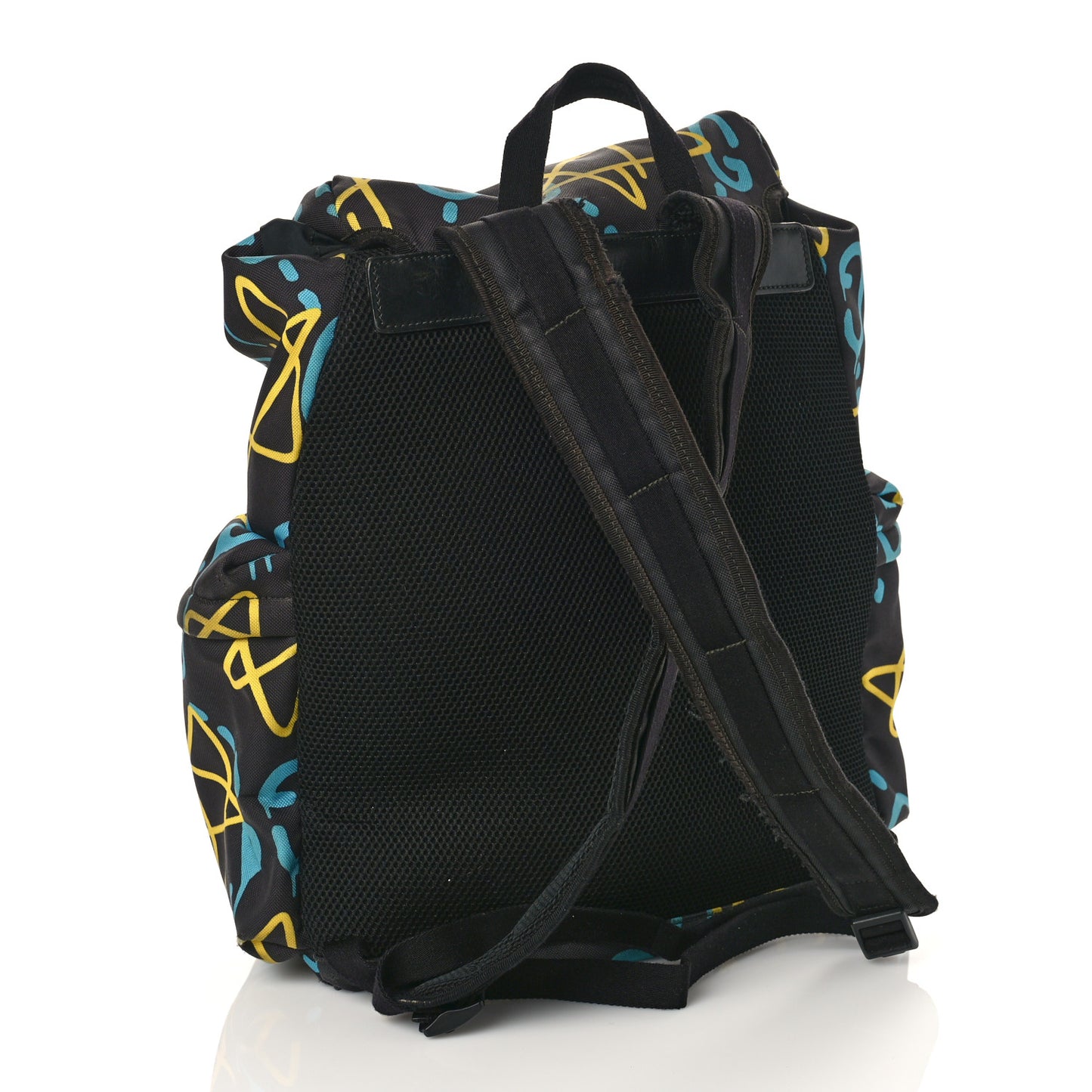 Techno Canvas GucciGhost Double Buckle Backpack Black New Acquamarine
