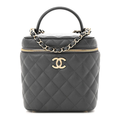 Chanel Caviar Quilted Small Top Handle Vanity Case With Chain Dark Grey 1 of 10