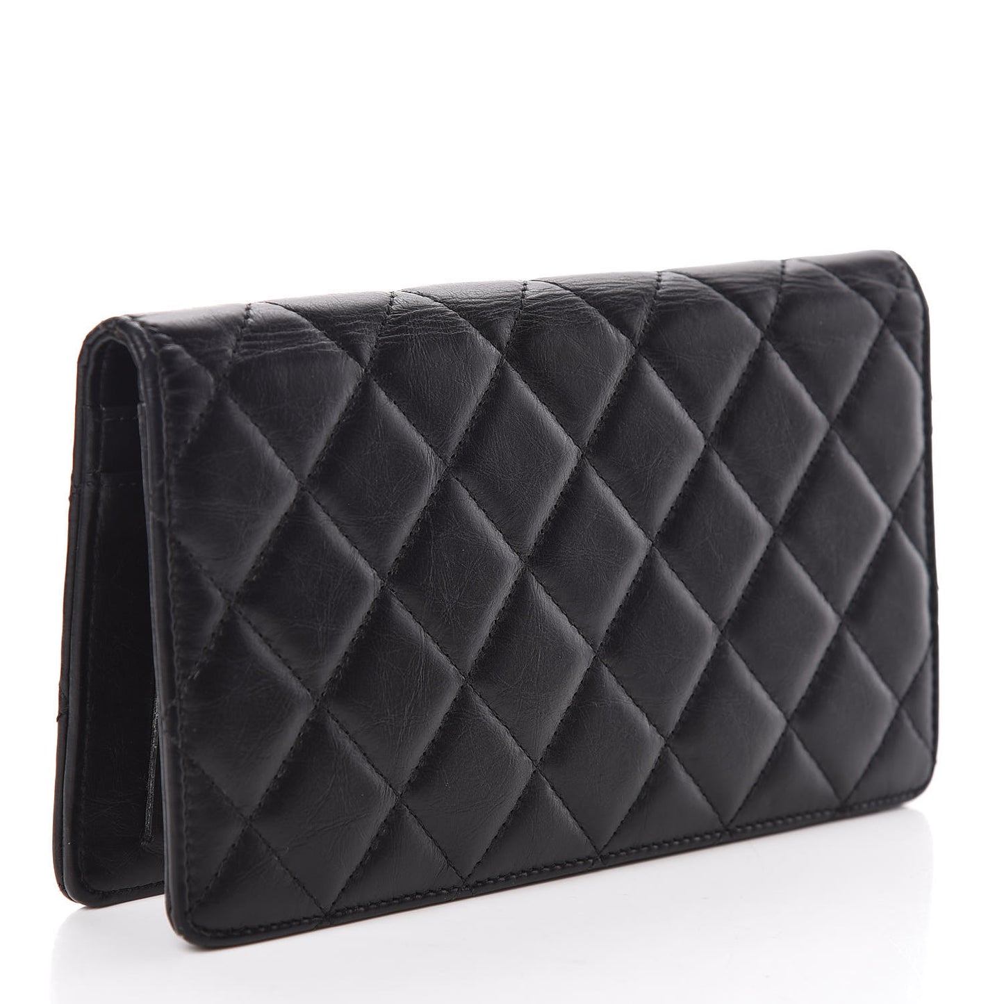 Aged Calfskin Quilted Reissue Yen Wallet Black