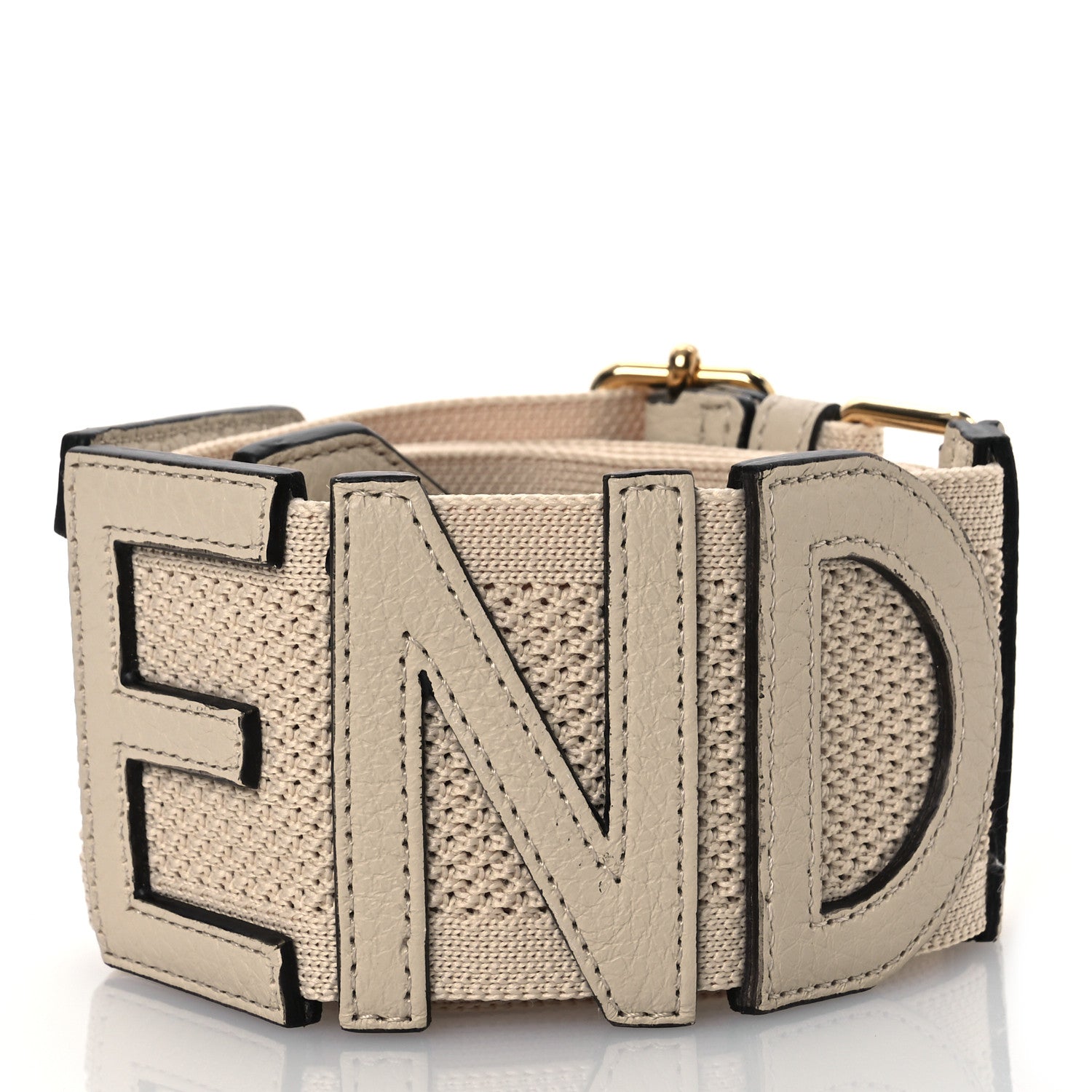 Fendi Ribbon Vitello King Logo Regolabile Woven Adjustable Strap You Beige 2 of 9