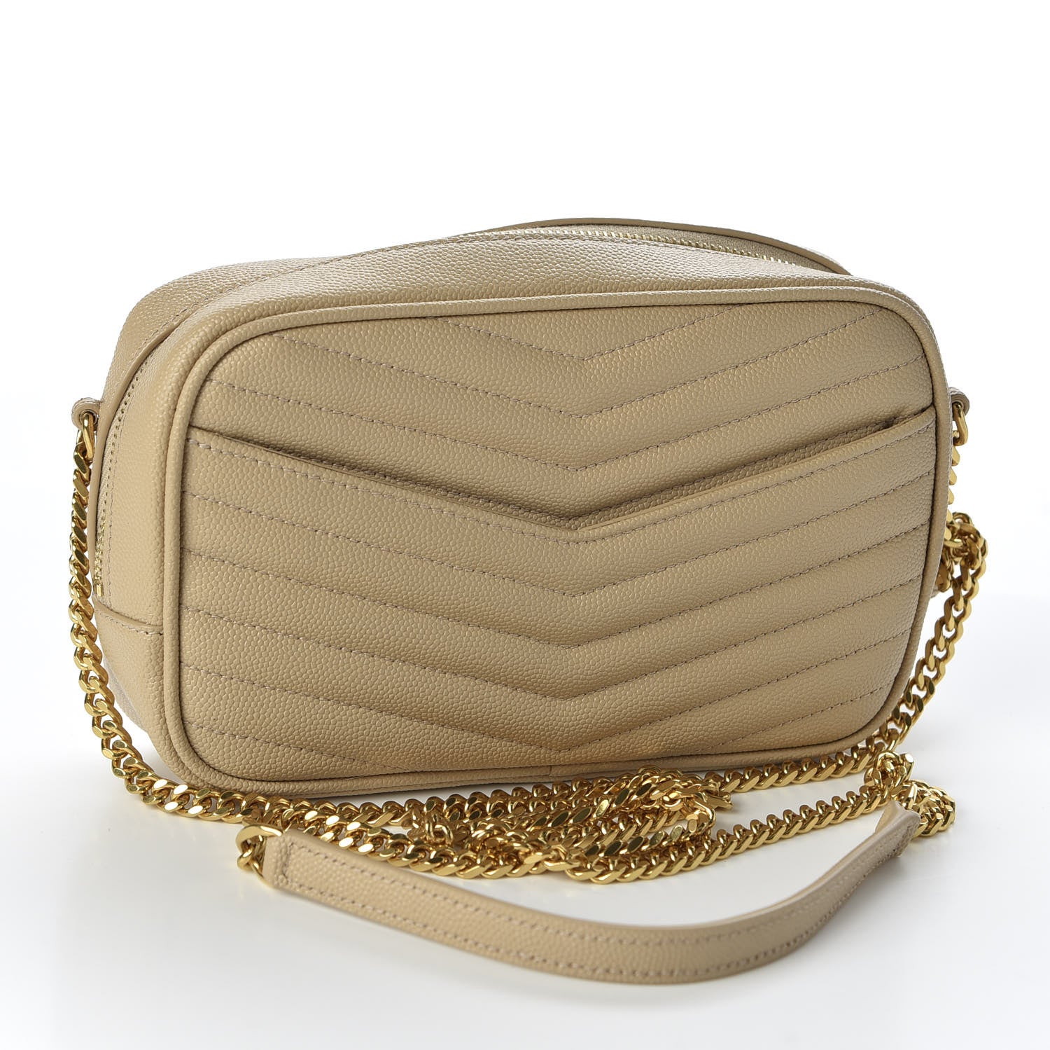 Saint Laurent Grain De Poudre Matelasse Monogram Mini Lou Camera Bag Dark Latte 2 of 9