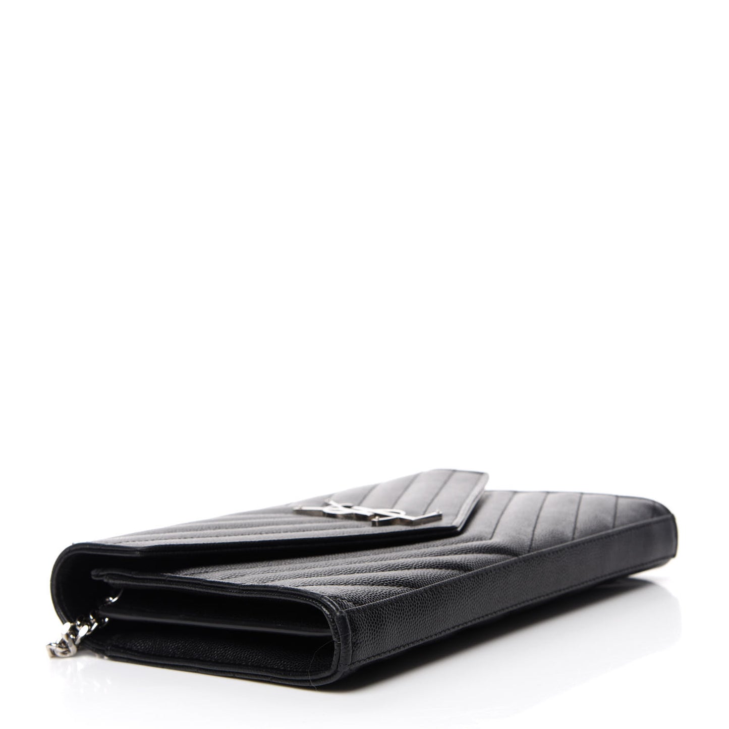 Grain De Poudre Matelasse Chevron Monogram Chain Wallet Black