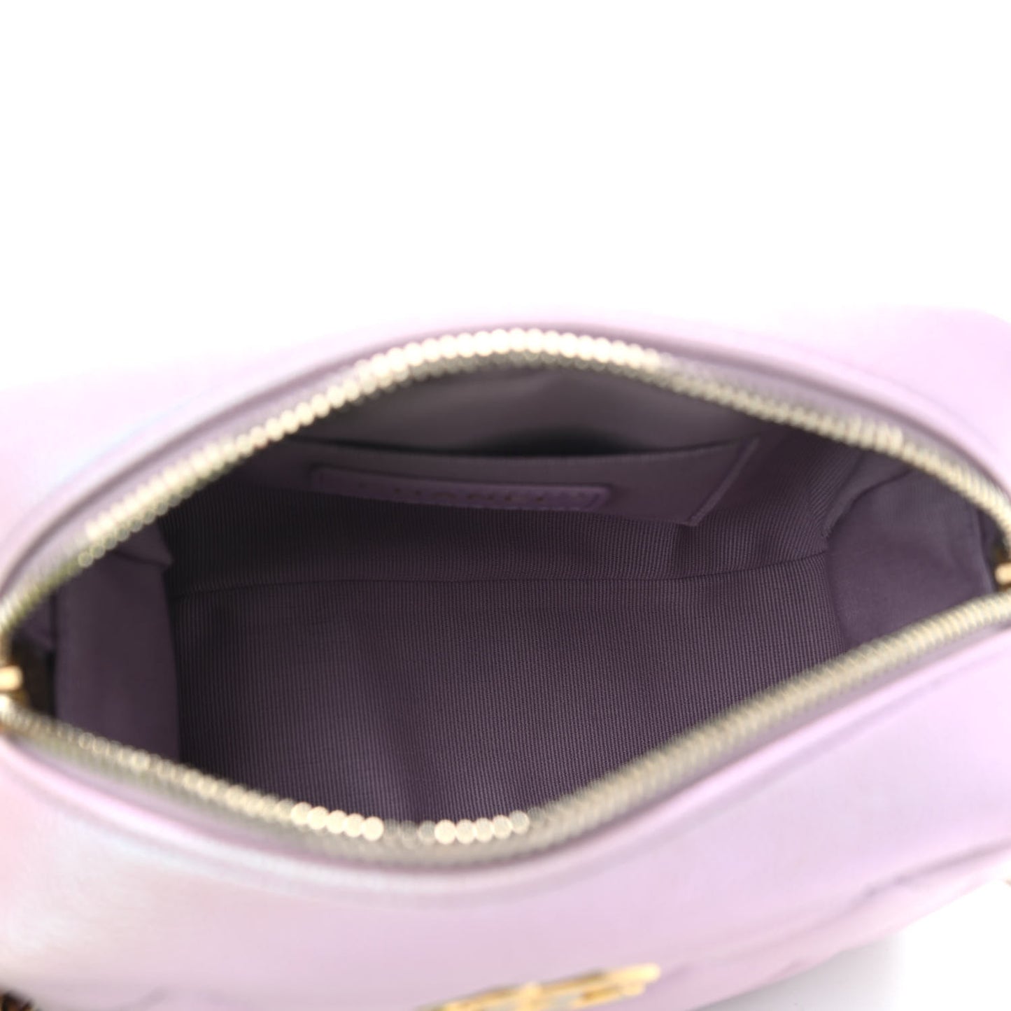 Iridescent Caviar Quilted Mini My Perfect Camera Case Pink