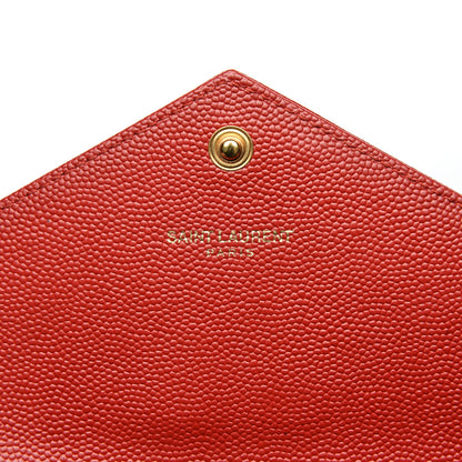 Saint Laurent Grain De Poudre Matelasse Chevron Monogram Wallet New Red 5 of 8