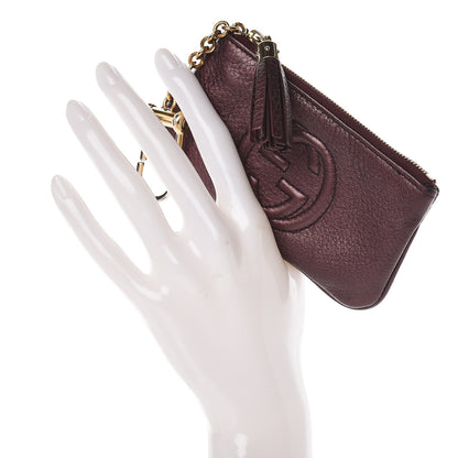 Gucci Metallic Pebbled Calfskin Soho Key Case Burgundy 2 of 9
