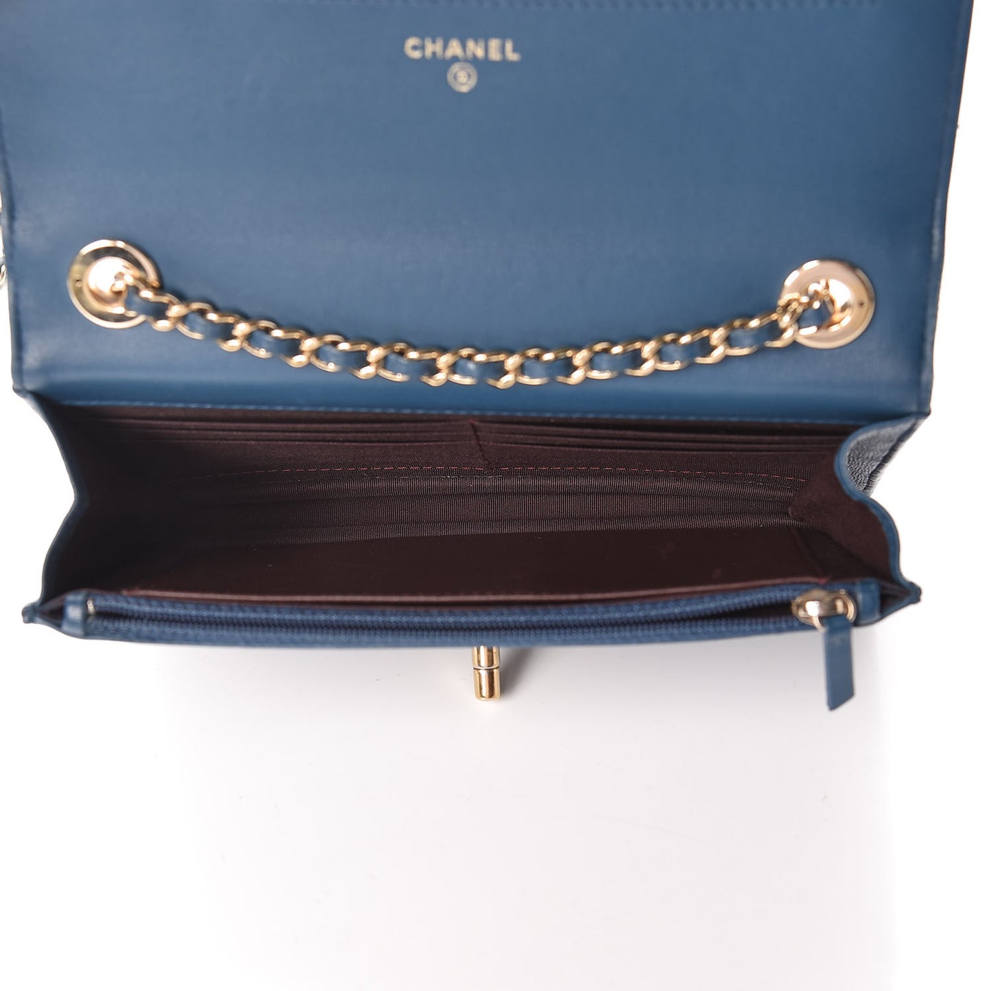 Lambskin Quilted Trendy CC Wallet On Chain WOC Blue