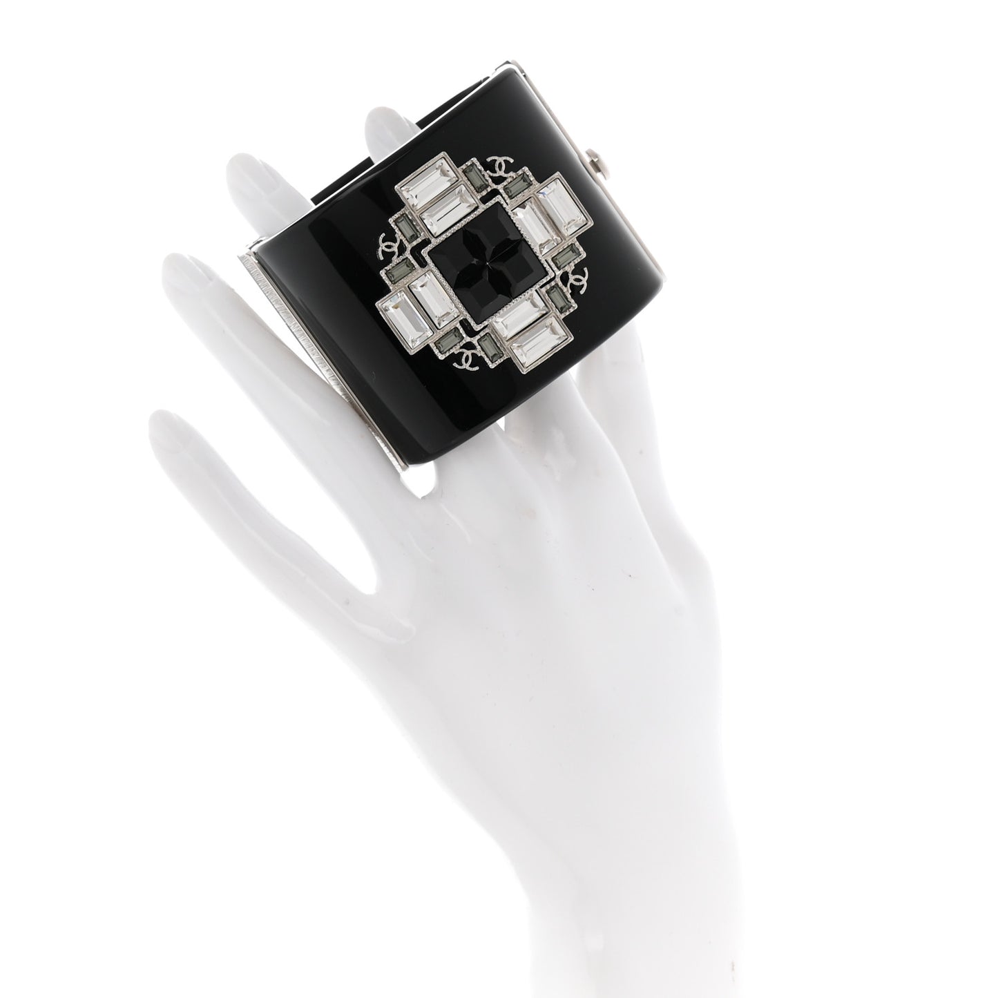 Resin Crystal CC Cross Cuff Black