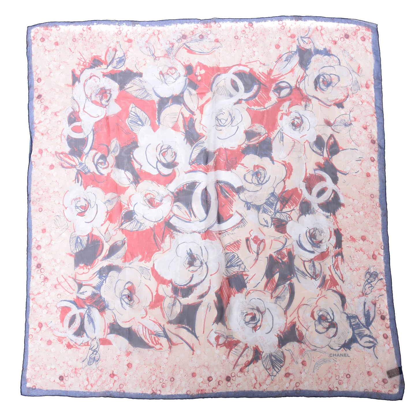 Silk CC Logo Camellia Scarf Pink