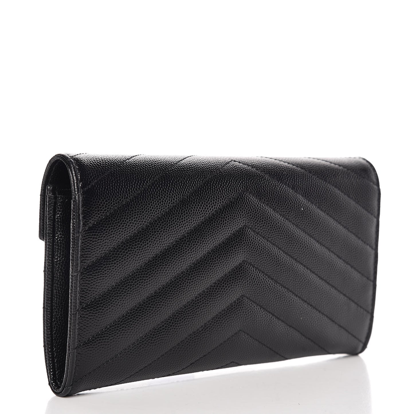 Grain De Poudre Matelasse Chevron Monogram Flap Wallet Black