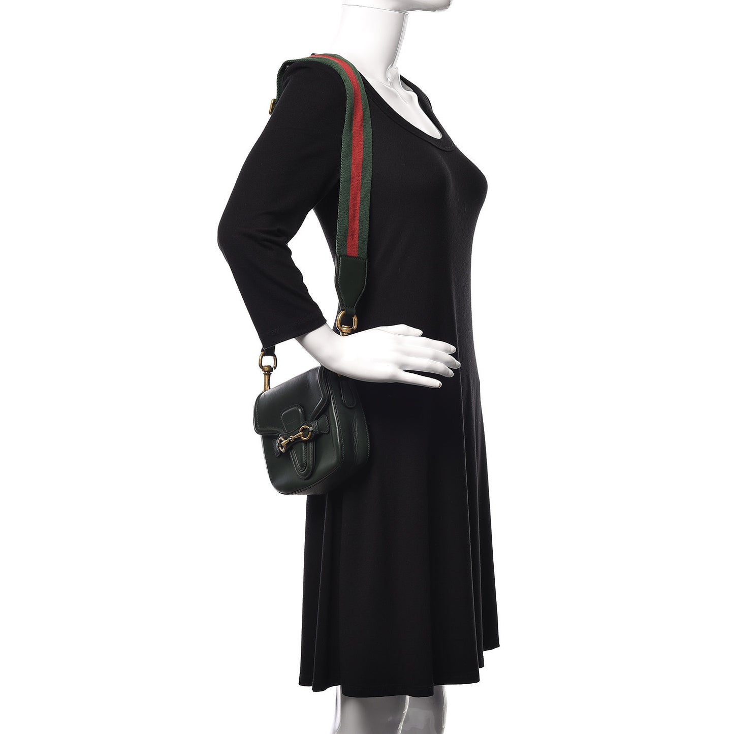 Calfskin Small Lady Web Shoulder Bag Green