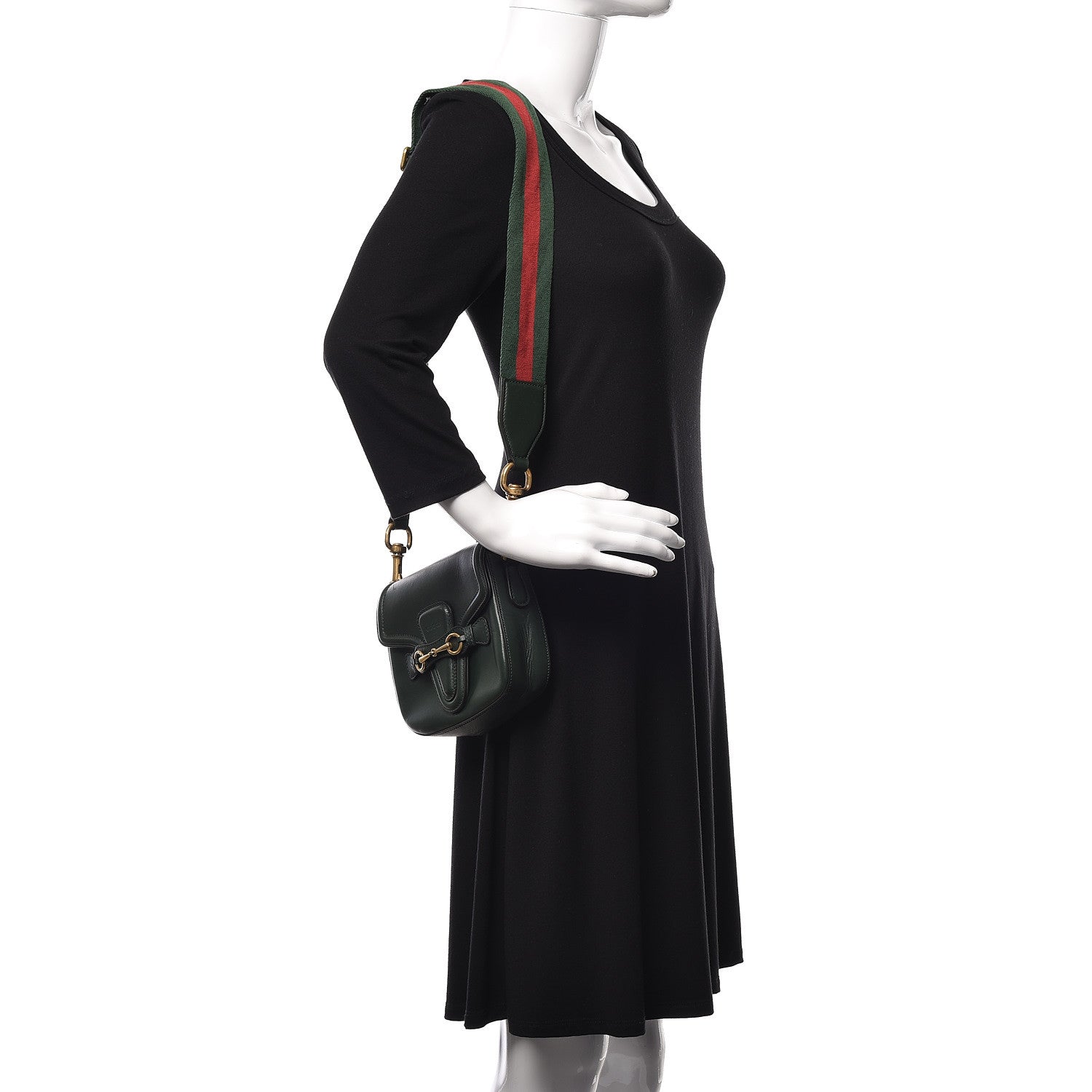 Gucci Calfskin Small Lady Web Shoulder Bag Green 2 of 17