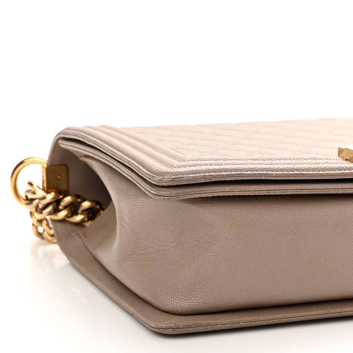 Caviar Quilted New Medium Boy Flap Dark Beige