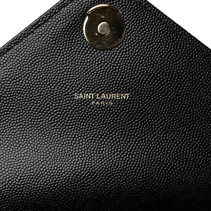 Saint Laurent Grain De Poudre Matelasse Chevron Large Monogram Satchel Black 6 of 9