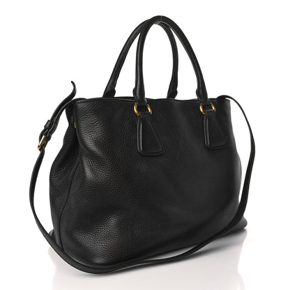 Prada Vitello Daino Tote Black 3 of 9