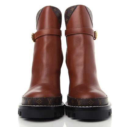 Louis Vuitton Calfskin Monogram Star Trail Ankle Boots 37 Cognac 2 of 10