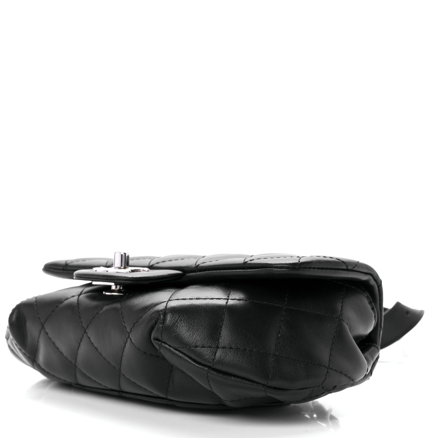 Calfskin Quilted CC Uniform Flap Belt Bag Black