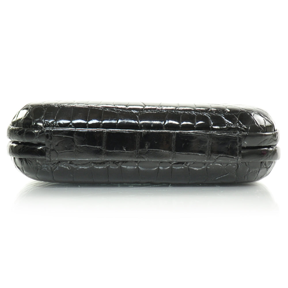 Vintage Crocodile Box Clutch Black