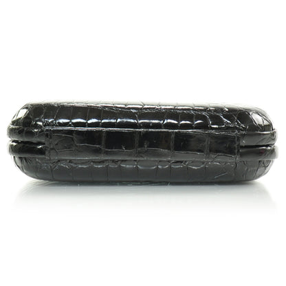 Bottega Veneta Vintage Crocodile Box Clutch Black 4 of 7
