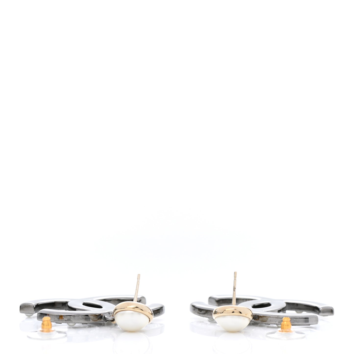 Crystal Baguette Pearl Bright Young Things CC Drop Earrings Silver