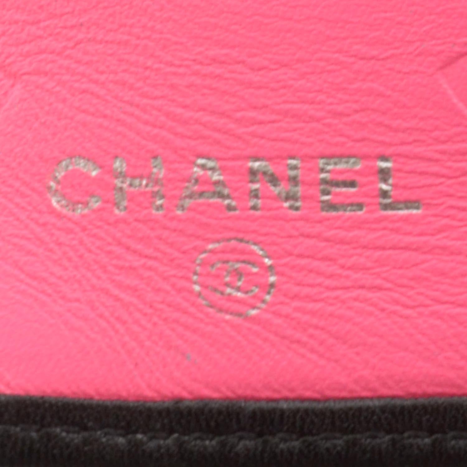 Chanel Calfskin Quilted Cambon Yen Wallet Black White 7 of 9